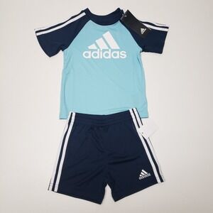 Adidas Stripe Shirt & Shorts 2-Piece Outfit Sz 12m